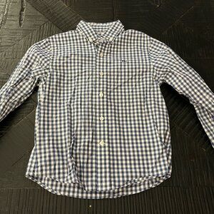 Vineyard Vines Boy’s Navy and White Gingham Button Up Shirt Size 5 EUC